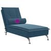 vidaXL Chaise Longue Massaggi con Cuscino a Rullo Blu in Velluto