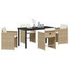 vidaXL Set da Pranzo per Giardino con cuscino 5 pcs Beige polyrattan