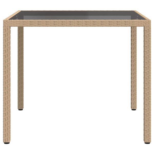 vidaXL Tavolo Giardino 90x90x75 cm Vetro Temperato e Polyrattan Beige