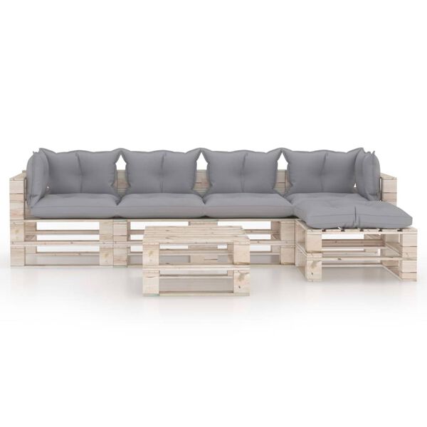 vidaXL Set Salotto Giardino su Pallet Cuscini 6 pz in Legno di Pino