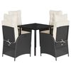 vidaXL Set da Pranzo da Giardino 5 pz Nero con Cuscini in Polyrattan