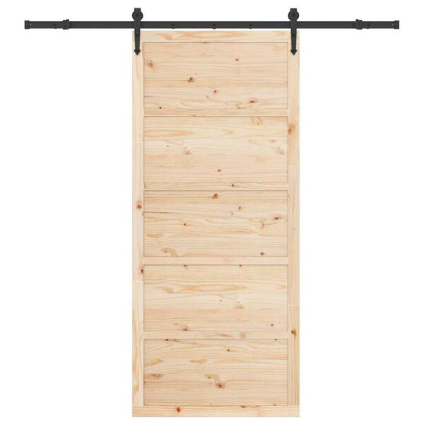 vidaXL Porta scorrevole Marrone 90 x 208 cm Pino massello