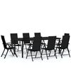 vidaXL Set da Pranzo per Giardino 9 pz con Cuscini Nero