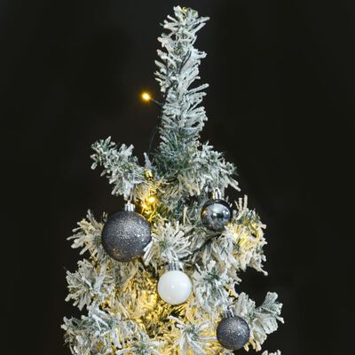 vidaXL Albero Natale Sottile 300 LED Set Palline Neve Floccata 270 cm