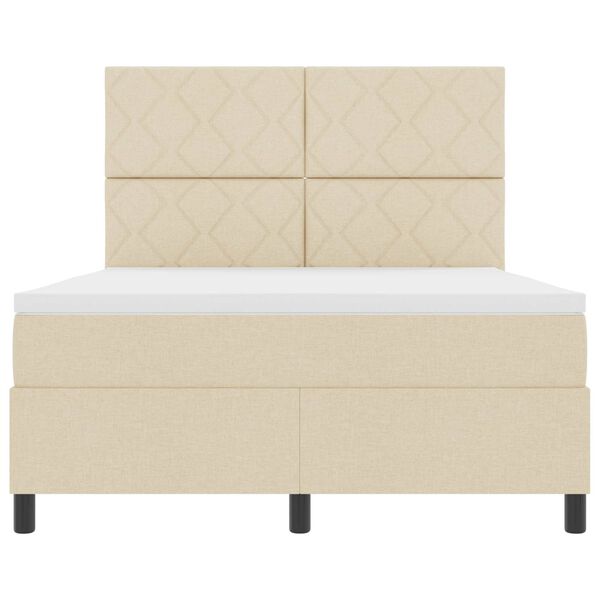vidaXL Letto a molle con materasso con led Crema 160 x 200 cm Tessuto