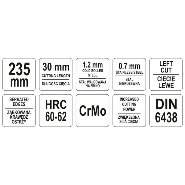 YATO Cesoia Offset per Lata Taglio a Sinistra 235 mm Rossa