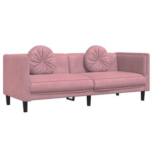 vidaXL Divano a 3 Posti con Cuscini Rosa in Velluto