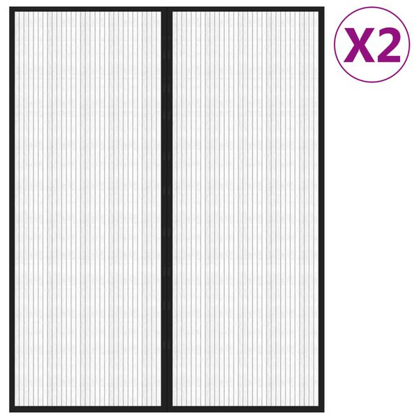 vidaXL Tende Antimosche 2 pz per Porte con Magneti Nere 230x160 cm