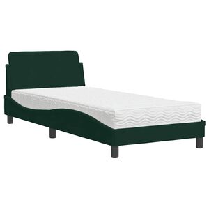 vidaXL Letto con Materasso Dover Verde Scuro 90x200 cm in Velluto