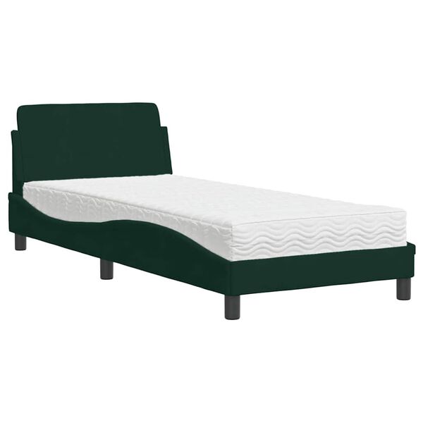 vidaXL Letto con Materasso Dover Verde Scuro 90x200 cm in Velluto