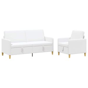 vidaXL Set di Divani con Storage 2 pz Bianco Poliestere