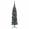 vidaXL Albero di Natale Artificiale Sottile Verde e Bianco 120 cm