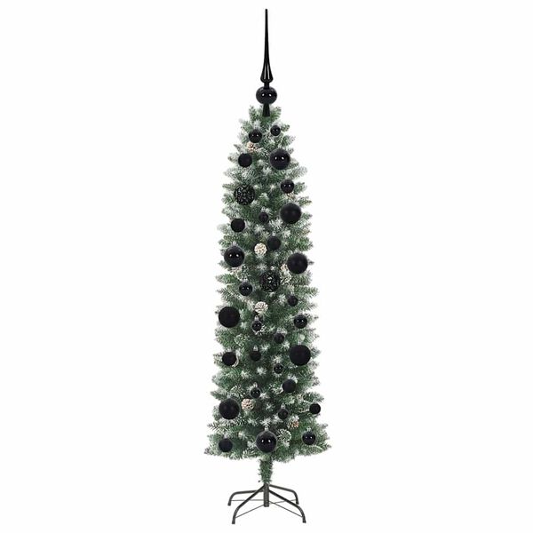 vidaXL Albero di Natale Artificiale Sottile Verde e Bianco 120 cm