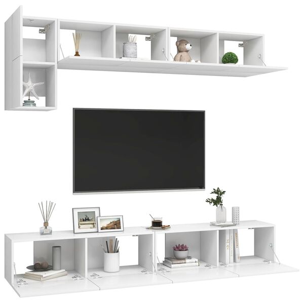 vidaXL Set Mobili Porta TV 5 pz Bianco in Legno Multistrato