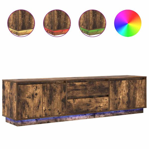 vidaXL Mobile Porta TV con Luci LED Rovere Fumo 193,5x41x50 cm