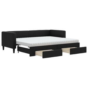 vidaXL Divano Letto Estraibile con Cassetti Nero 80x200 cm in Tessuto