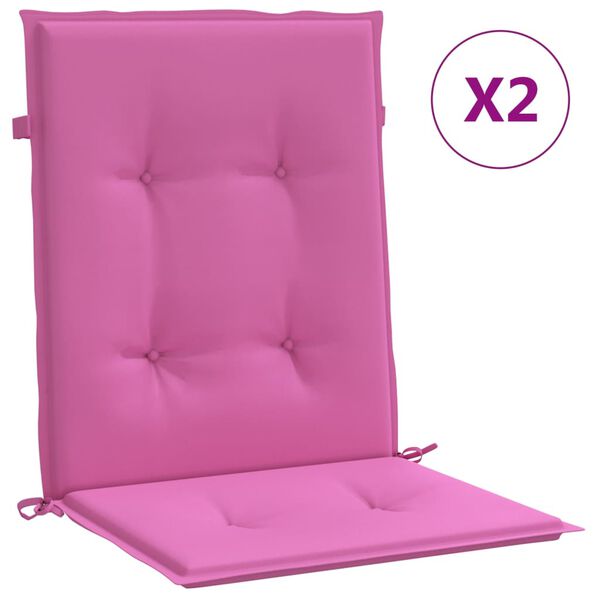 vidaXL Cuscini per Sedia con Schienale Basso 2 pz Rosa in Tessuto