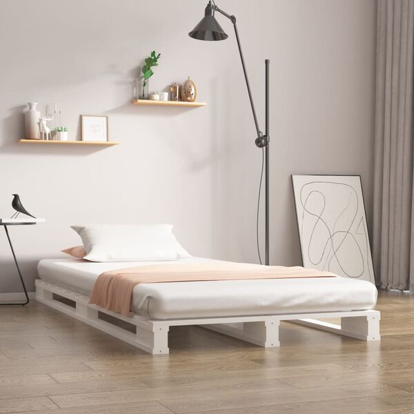 vidaXL Letto a Pallet Bianco 75x190 cm Small Single Legno di Pino