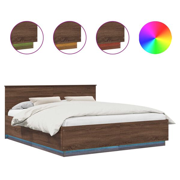 vidaXL Struttura del letto con testiera Rovere Marrone 200 x 200 cm