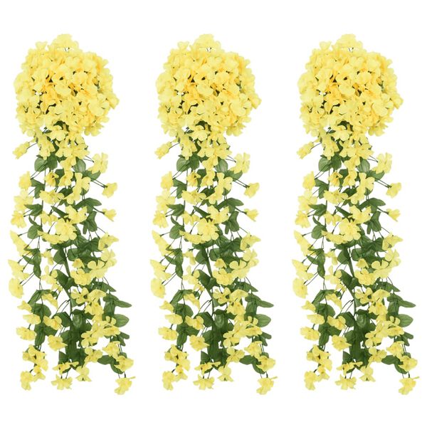 vidaXL Ghirlande Fiori Artificiali 3 pz Giallo 85 cm