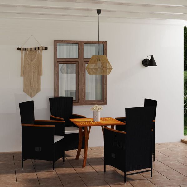 vidaXL Set Mobili da Pranzo per Giardino 5 pz Nero