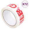vidaXL Nastro da Imballaggio 72pz Stampa FRAGILE Bianco 48 mm x 66 m