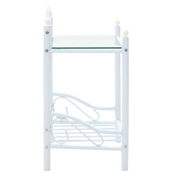 vidaXL Comodini Set 2 pz Acciaio e Vetro Temperato 45x30,5x60cm Bianco
