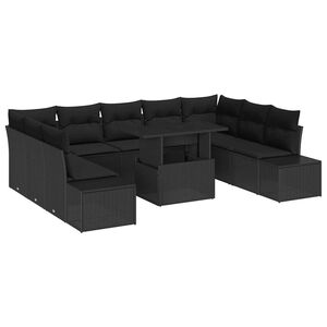 vidaXL Set Divano da Giardino con cuscino 10 pcs Nero polyrattan