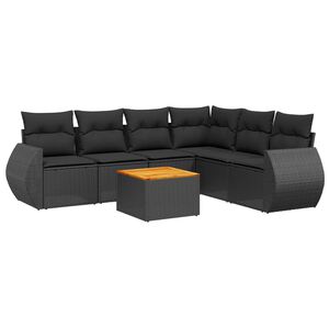 vidaXL Set Divani da Giardino con Cuscini 7pz Nero Polyrattan
