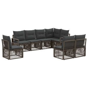 vidaXL Set Divano da Giardino 8 pz Grigio polyrattan