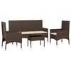 vidaXL Set Mobili da Giardino 4 pz con Cuscini in Polyrattan Marrone