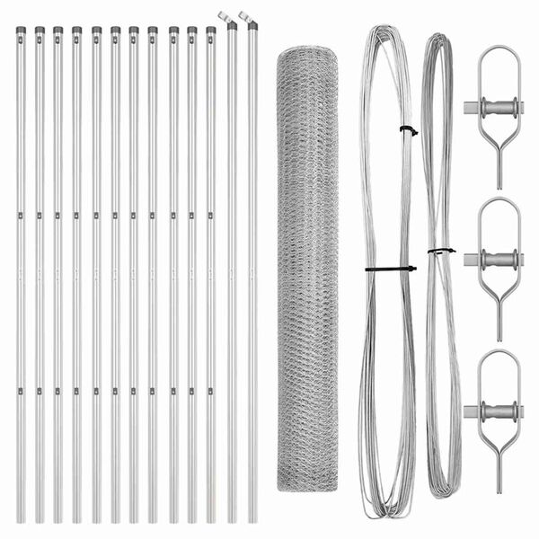 vidaXL Palo della recinzione Argento 25 x 1 m (25 mm rete) Acciaio