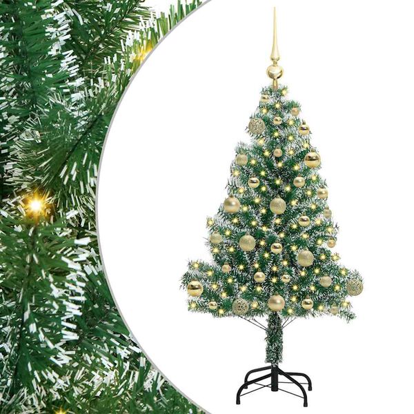 vidaXL Albero di Natale Artificiale Imbiancato con Luci LED 120 cm