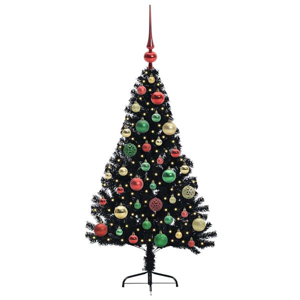vidaXL Albero di Natale artificiale con luci integrate Nero 120 cm PVC