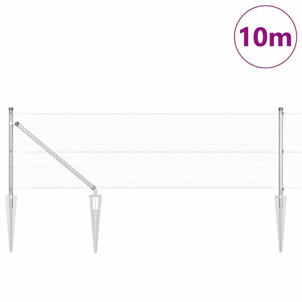 vidaXL Palo della recinzione Argento 10 x 0,4 m (rete 19 x 19 mm)