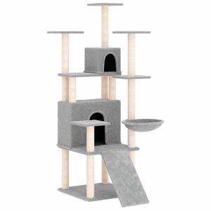 vidaXL Albero per Gatti con Tiragraffi in Sisal Grigio Chiaro 154 cm