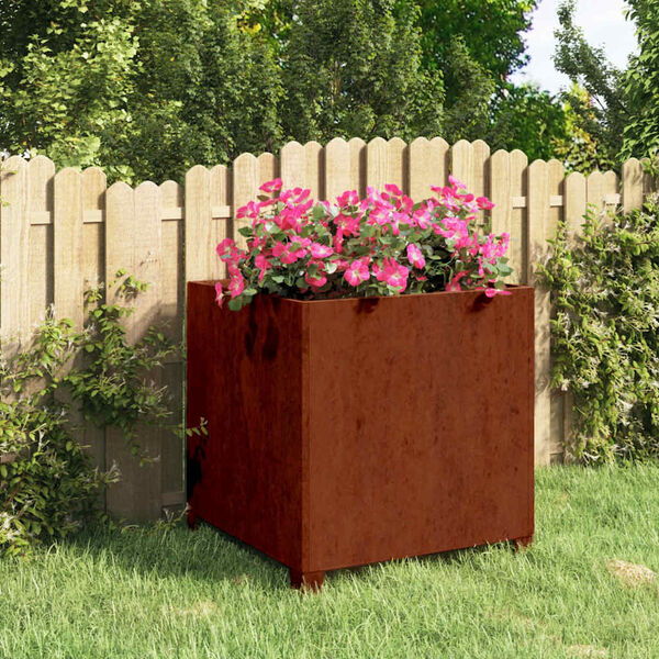 vidaXL Fioriera con Gambe Ruggine 50x50x50 cm Acciaio Corten