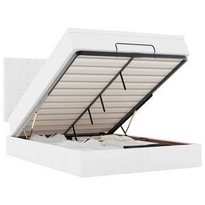 vidaXL Struttura Letto Pouf con Materasso Bianco 140x190 cm Similpelle