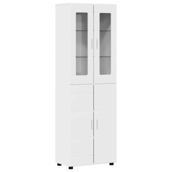 vidaXL Credenza con lo scaffale FLORIN Bianco Lucido 60 x 35 x 182 cm