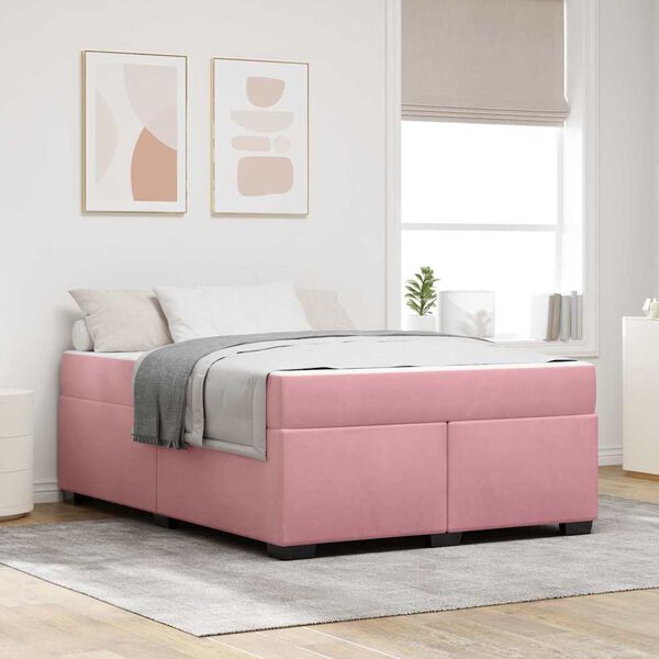 vidaXL Struttura del letto con materasso Rosa 160 x 200 cm Tessuto