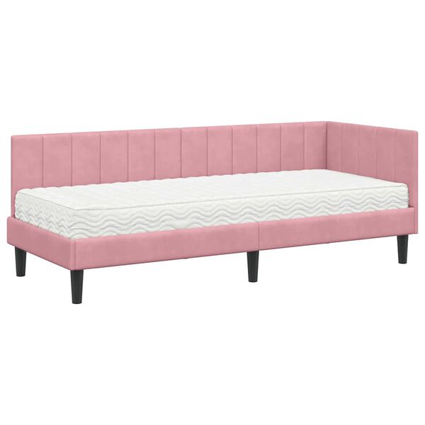 vidaXL Cornice del letto ad angolo Rosa 80 x 200 cm Velluto