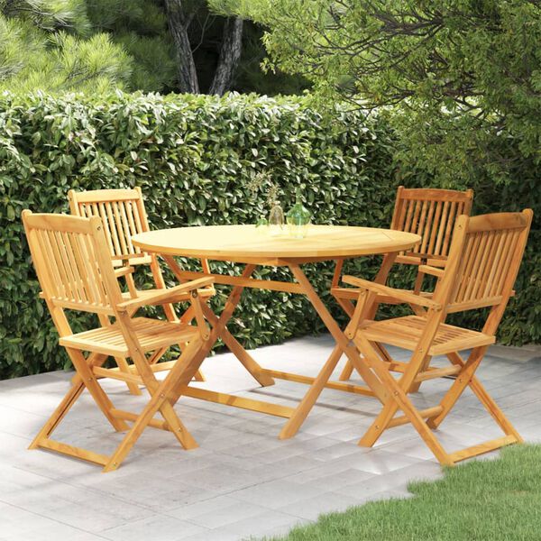 vidaXL Set da Pranzo da Giardino 5 pz Pieghevole in Massello di Acacia