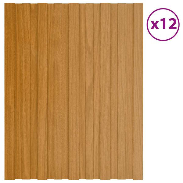 vidaXL Pannello per tetto 12 pcs Naturale 60 x 45 cm Acciaio zincato