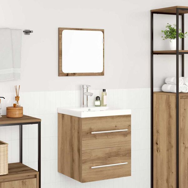 vidaXL Set di mobili per il bagno 2 pcs Rovere Nero Legno multistrato