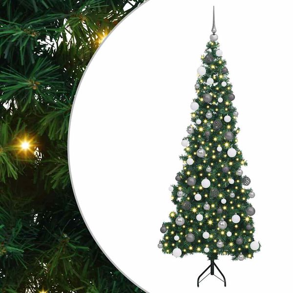 vidaXL Albero di Natale Artificiale Angolare con 300 LED Verde 180 cm