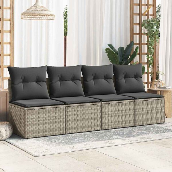 vidaXL Divano Giardino 2pz con Cuscini Grigio Chiaro Polyrattan Acacia