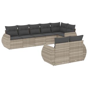 vidaXL Set Divano da Giardino 8pz con Cuscini Grigio Chiaro Polyrattan