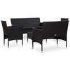 vidaXL Set Divani da Giardino 5 pz con Cuscini in Polyrattan Nero
