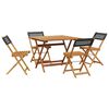 vidaXL Set da Pranzo per Giardino 5pz Nero Polyrattan e Legno Massello