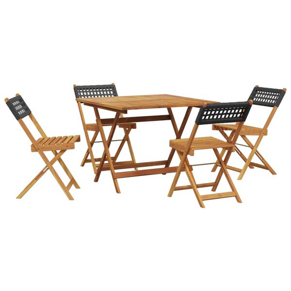 vidaXL Set da Pranzo per Giardino 5pz Nero Polyrattan e Legno Massello